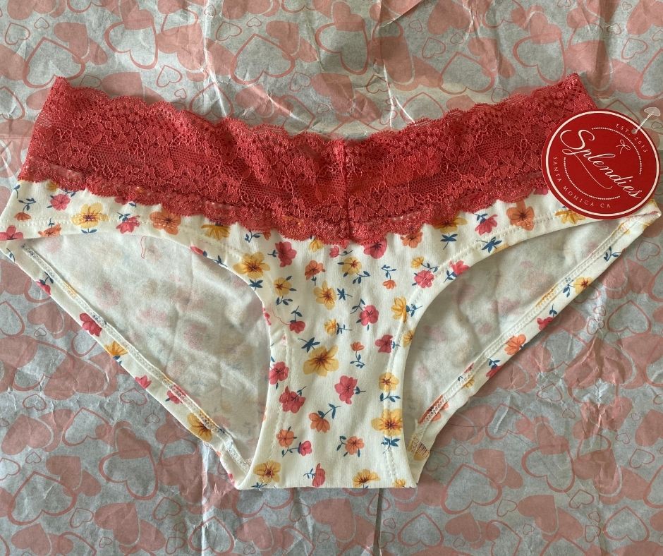 Beige flowery with pink lace underwear | value: $12 Beige flowery with pink lace underwear | value: $12